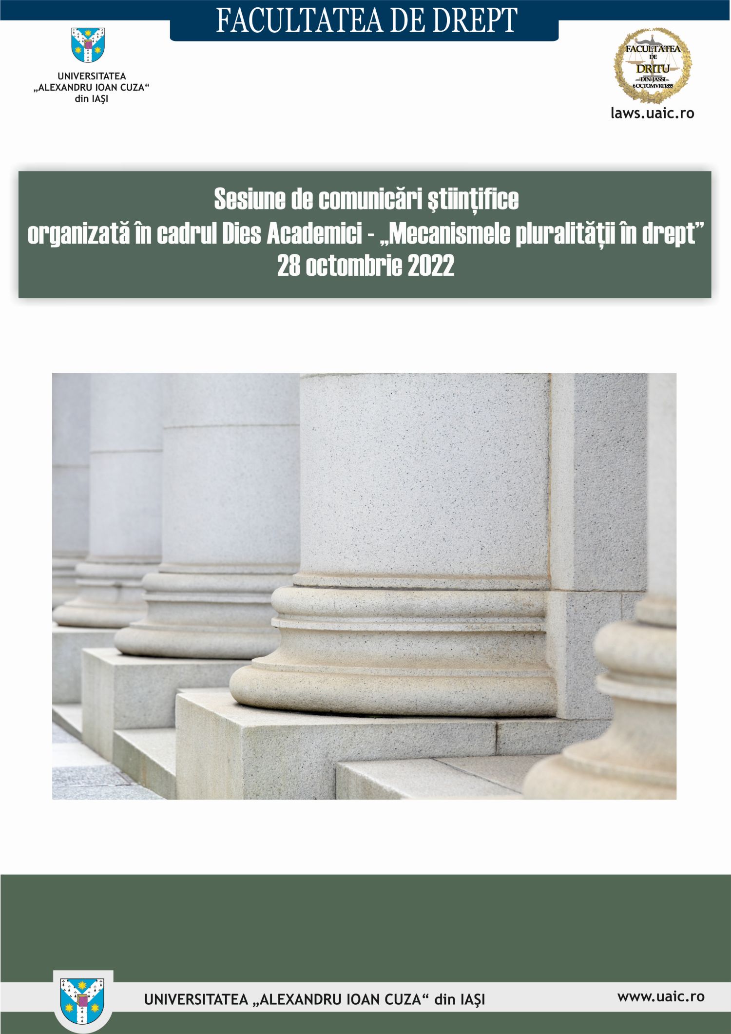 Sesiunea de comunicări științifice organizată în cadrul Dies Academici - „Mecanismele pluralității în drept”, 28 octombrie 2022