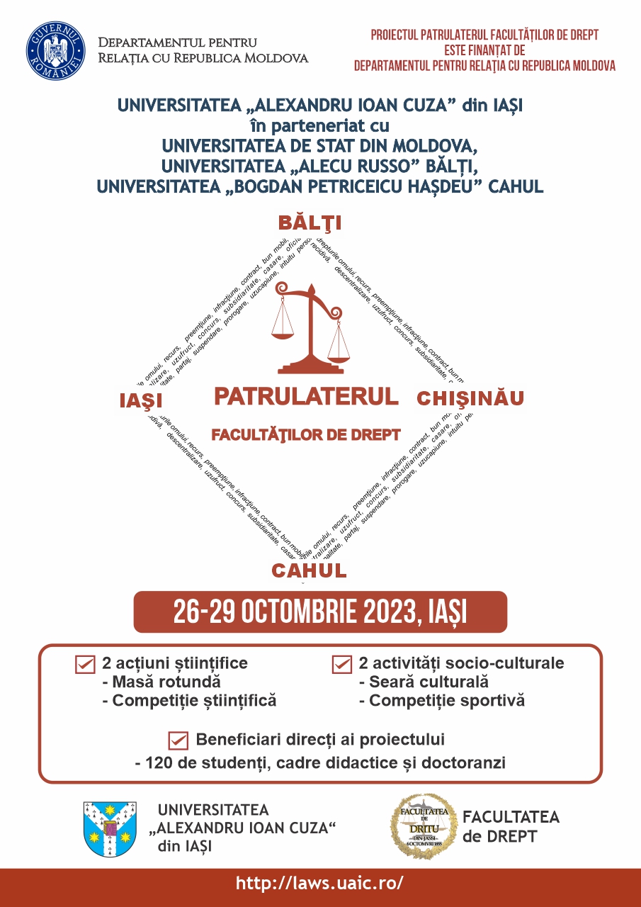 Patrulaterul Facultăţilor de Drept, ediţia a II - a, 26-29 octombrie 2023, Iaşi